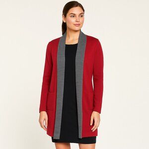 Kenar Red and Gray Open Front Cardigan – Size Small